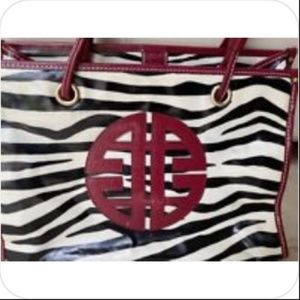 Antonio Melani $198 Zebra Patent Tote Handbag Red Black White Animal Print